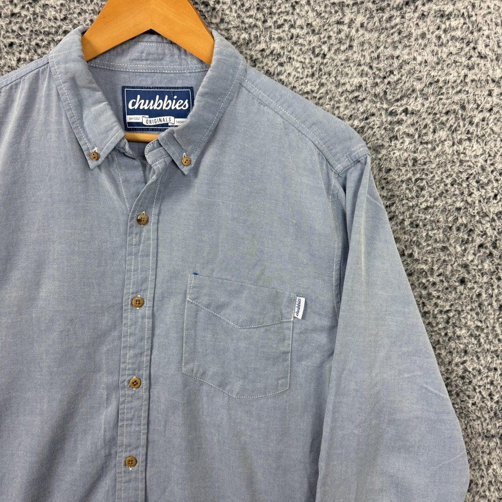Chubbies Shirt Mens XL Blue Chambray Button Down Long Sleeve Casual Cotton